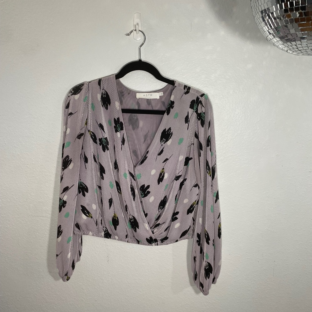 ASTR Purple Long-sleeve Blouse Top, Size M